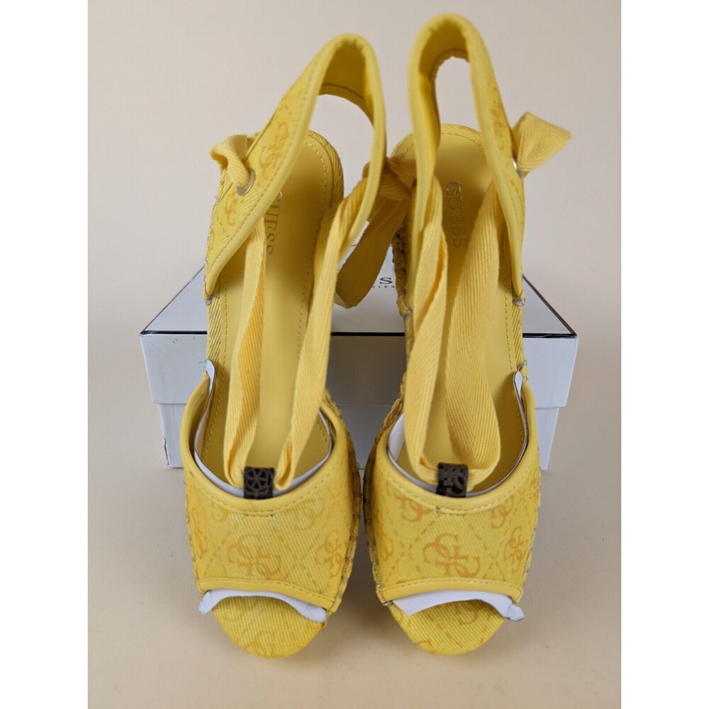 GUESS Halona Strappy Wedge Espadrille Sandals Womens 8M Yellow Boho Shoes NWB - Picture 9 of 14